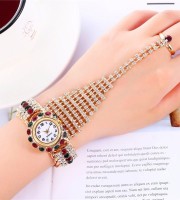 Luxury Diamond Claw Chain Ring Set  Ladies Watch