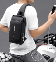 USB charging port sling Anti-theft bag (Black Shape)