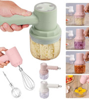 3 In1 Electric Blender Garlic Chopper Masher USB Rechargeable Wireless Food Mixer Cordless Stainless Steel Whisk Egg Beater Handheld Milk Coffee Frother